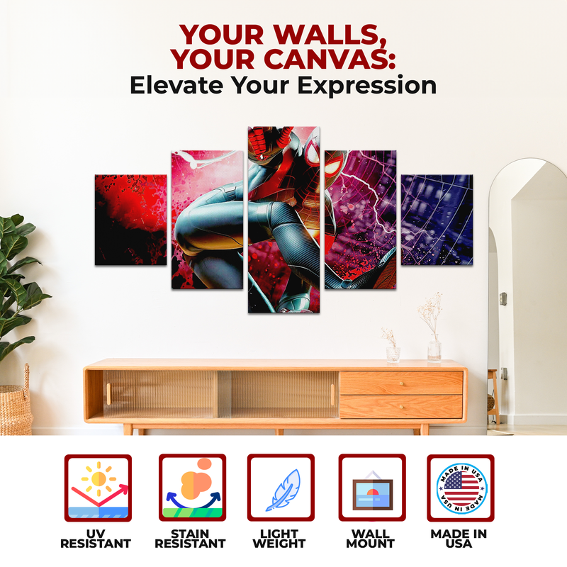 BLACK SPIDER-MAN MORALES WALL CANVAS