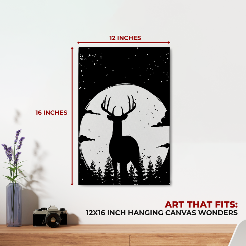 FULL MOON DEER CANVAS DECOR