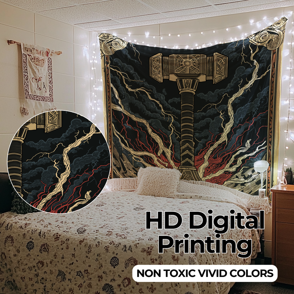 THE POWER OF MJOLNIR WALL TAPESTRY