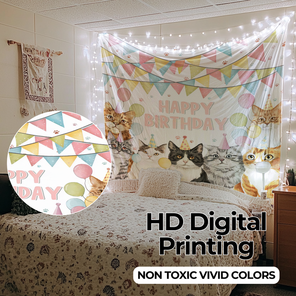 CAT BIRTHDAY WALL TAPESTRY