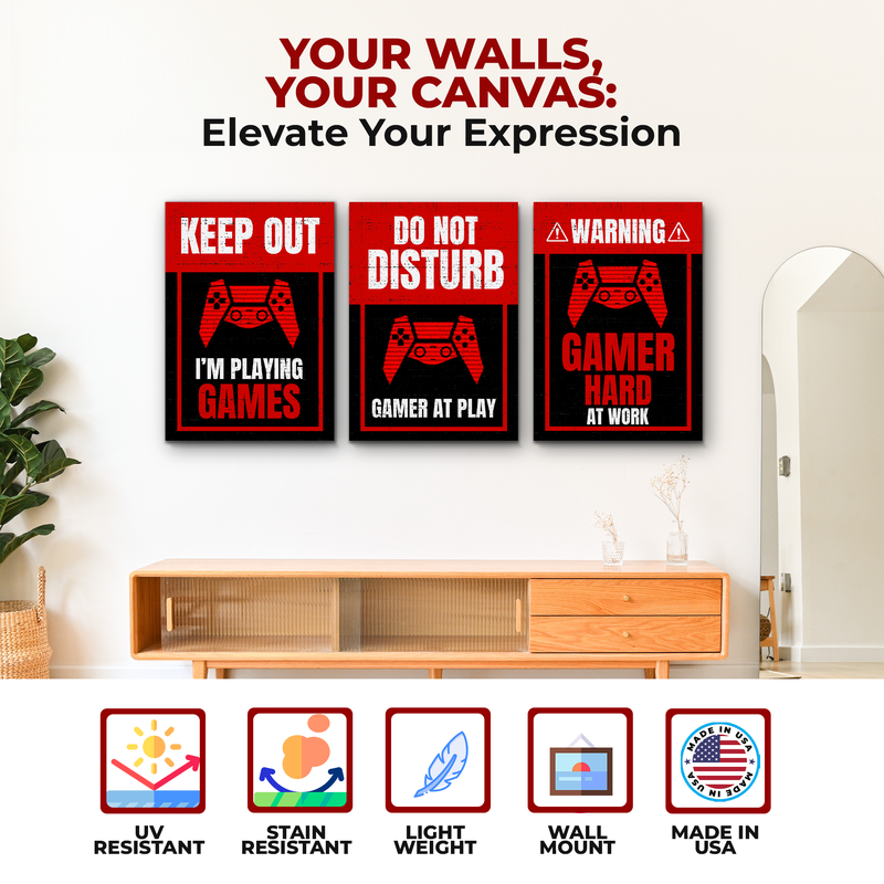 KEEP OUT I'M PLAYING GAMES CANVAS DECOR
