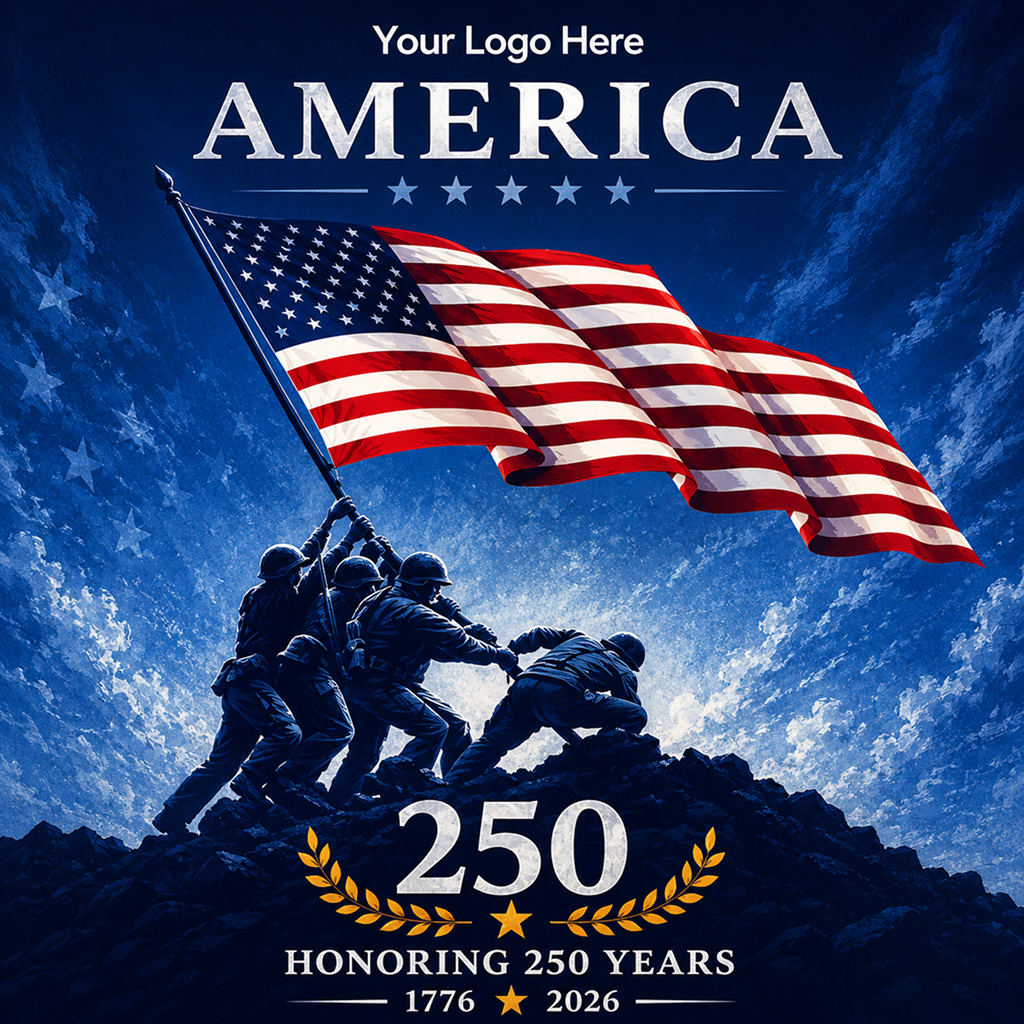 Pre Design 250th 4th of July Banner with X Stand