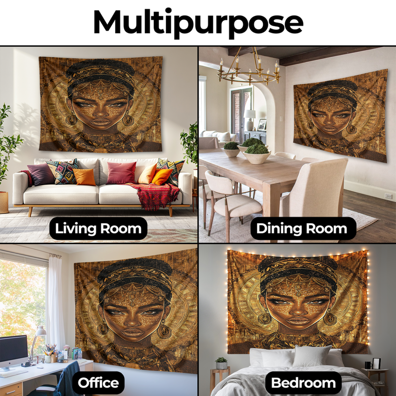 MELANIN QUEEN GLOW WALL TAPESTRY