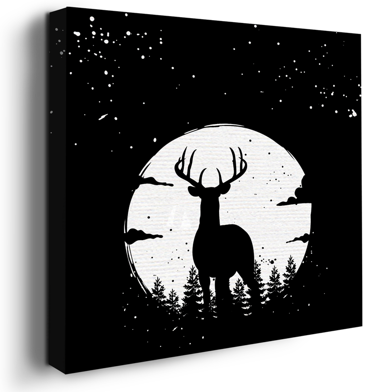 FULL MOON DEER CANVAS DECOR