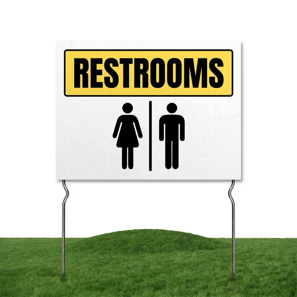 RESTROOMS YARD SIGN