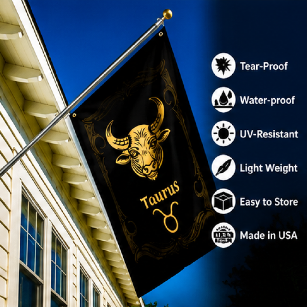 TAURUS THE BULL ZODIAC FLAG