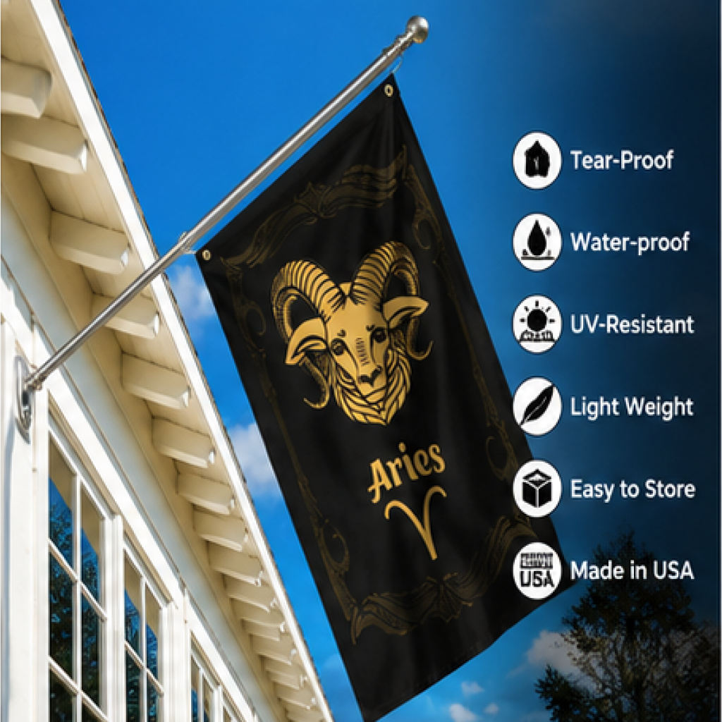 ARIES THE RAM ZODIAC FLAG