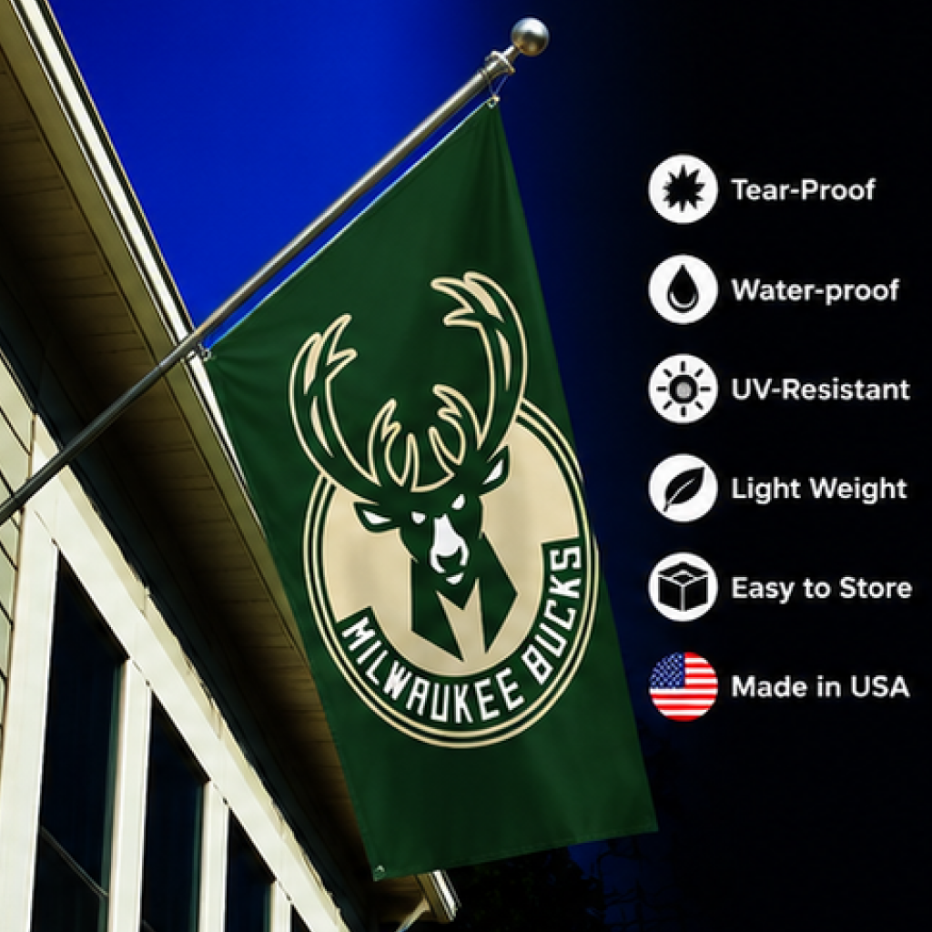 MILWAUKEE BUCKS FLAG