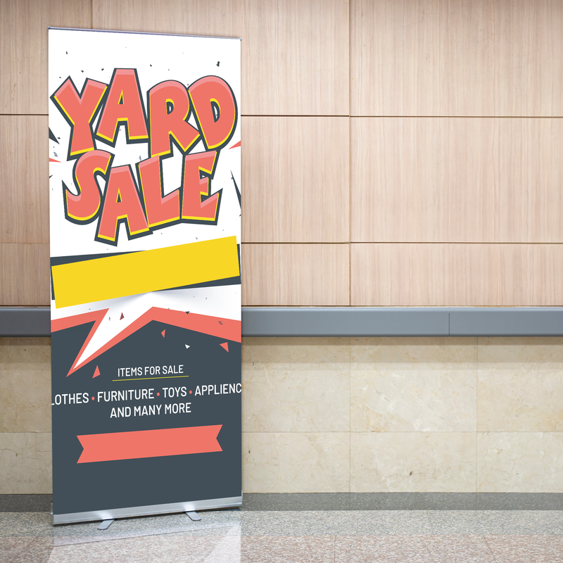YARD SALE BANNER RETRACTABLE