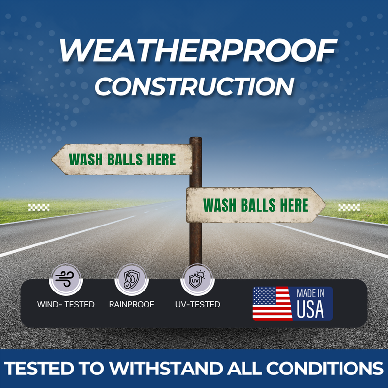 WASH BALLS HERE SIGN