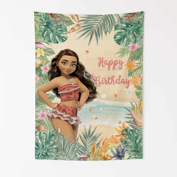 HAPPY BIRTHDAY MOANA INSPIRED WALL TAPESTRY