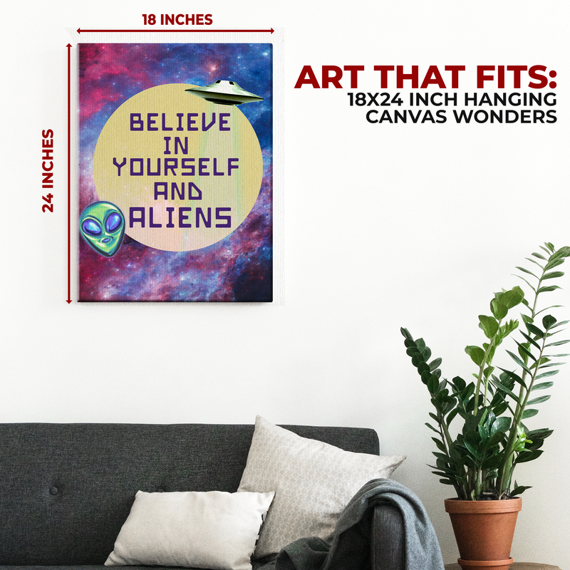 BELIEVE IN YOURSELF & ALIENS WALL CANVAS DECOR