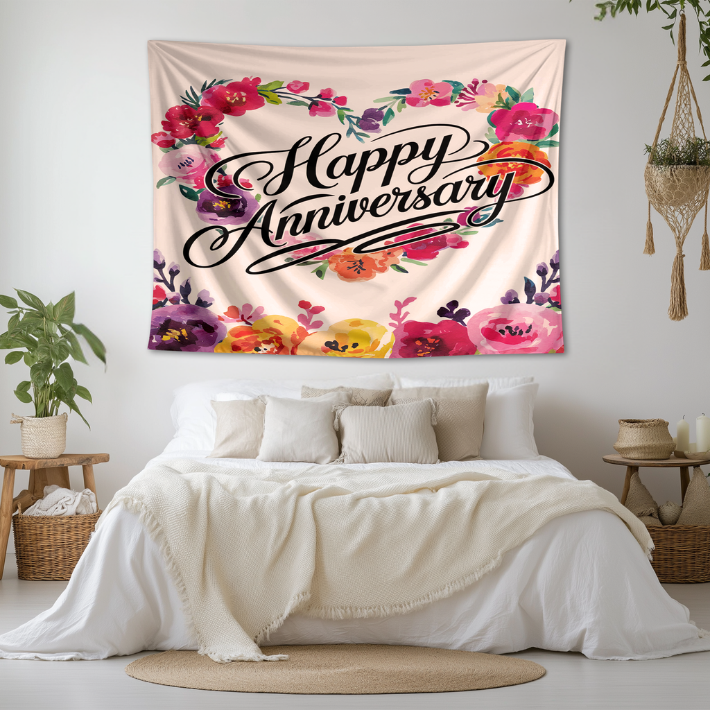 HAPPY ANNIVERSARY WALL TAPESTRY