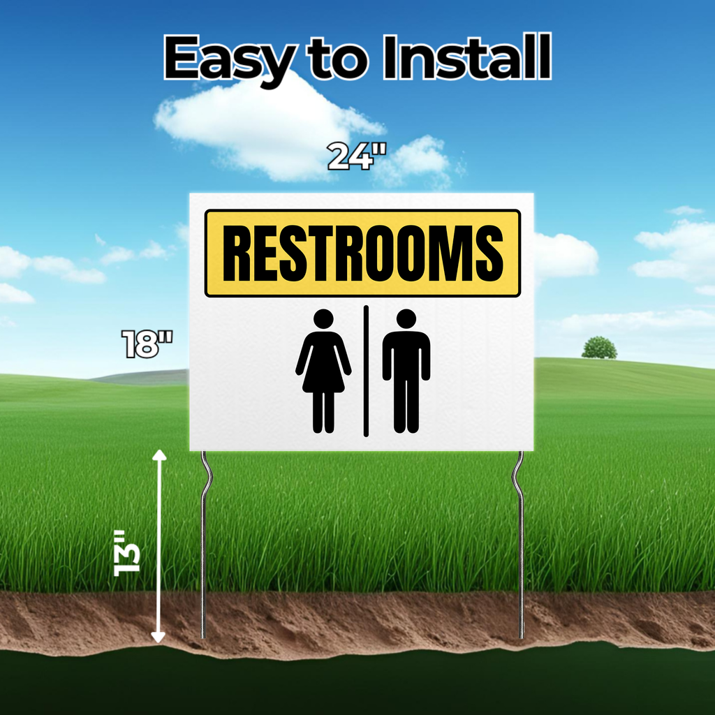 RESTROOMS YARD SIGN