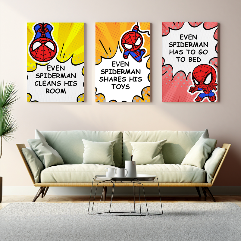 KID SPIDERMAN CARTOON CANVAS DECOR