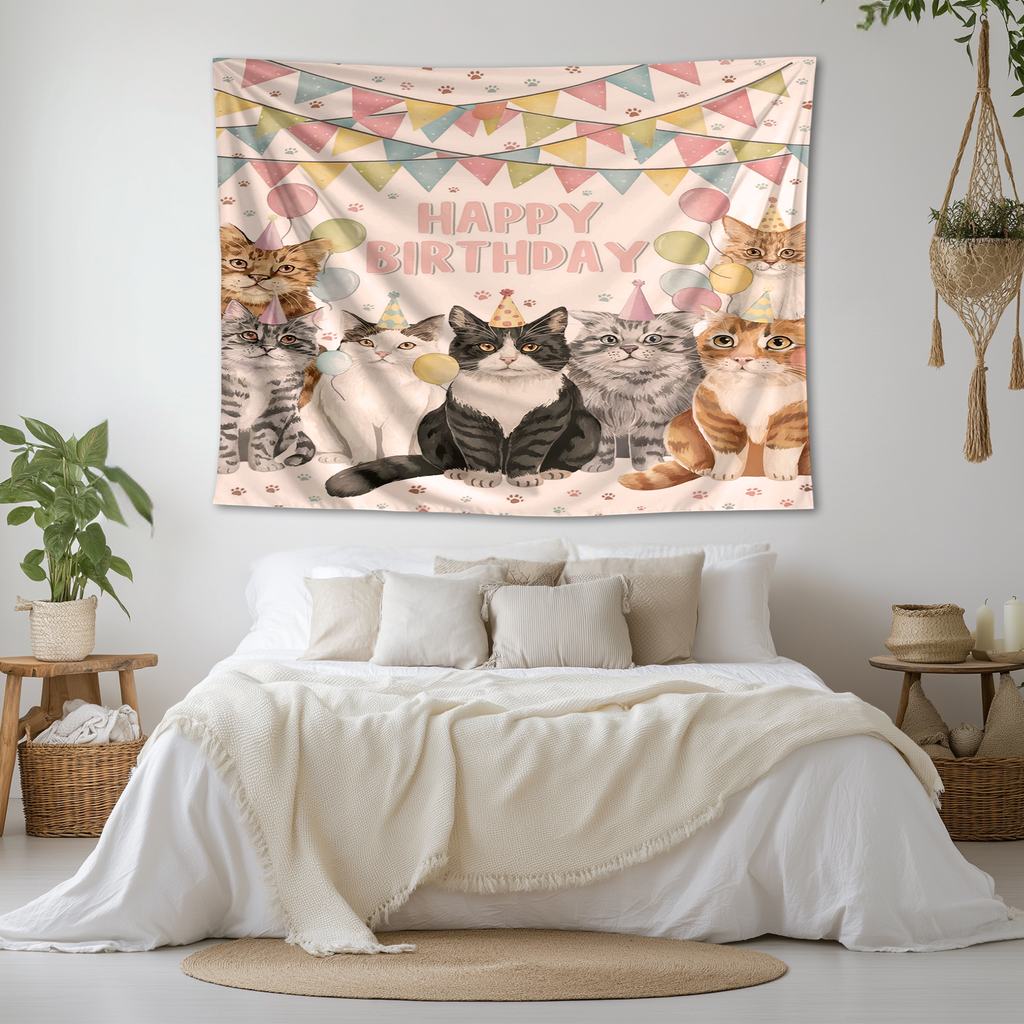 CAT BIRTHDAY WALL TAPESTRY