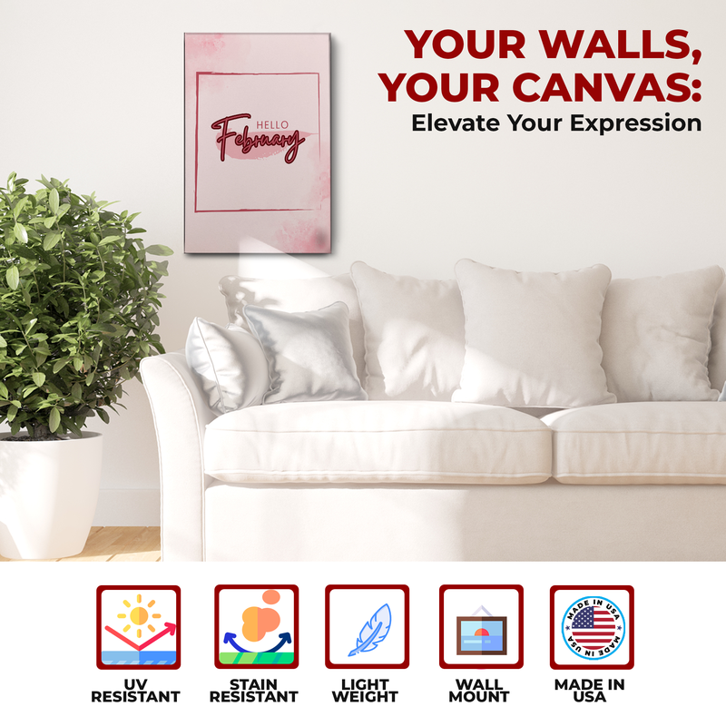 HELLO FEBRUARY CANVAS DECOR