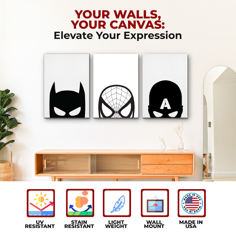 SPIDERMAN & FRIENDS B&W CANVAS DECOR