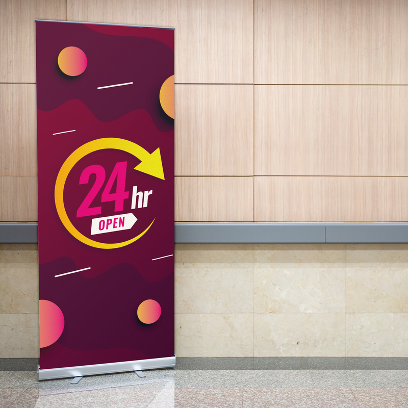24 HR OPEN BANNER RETRACTABLE