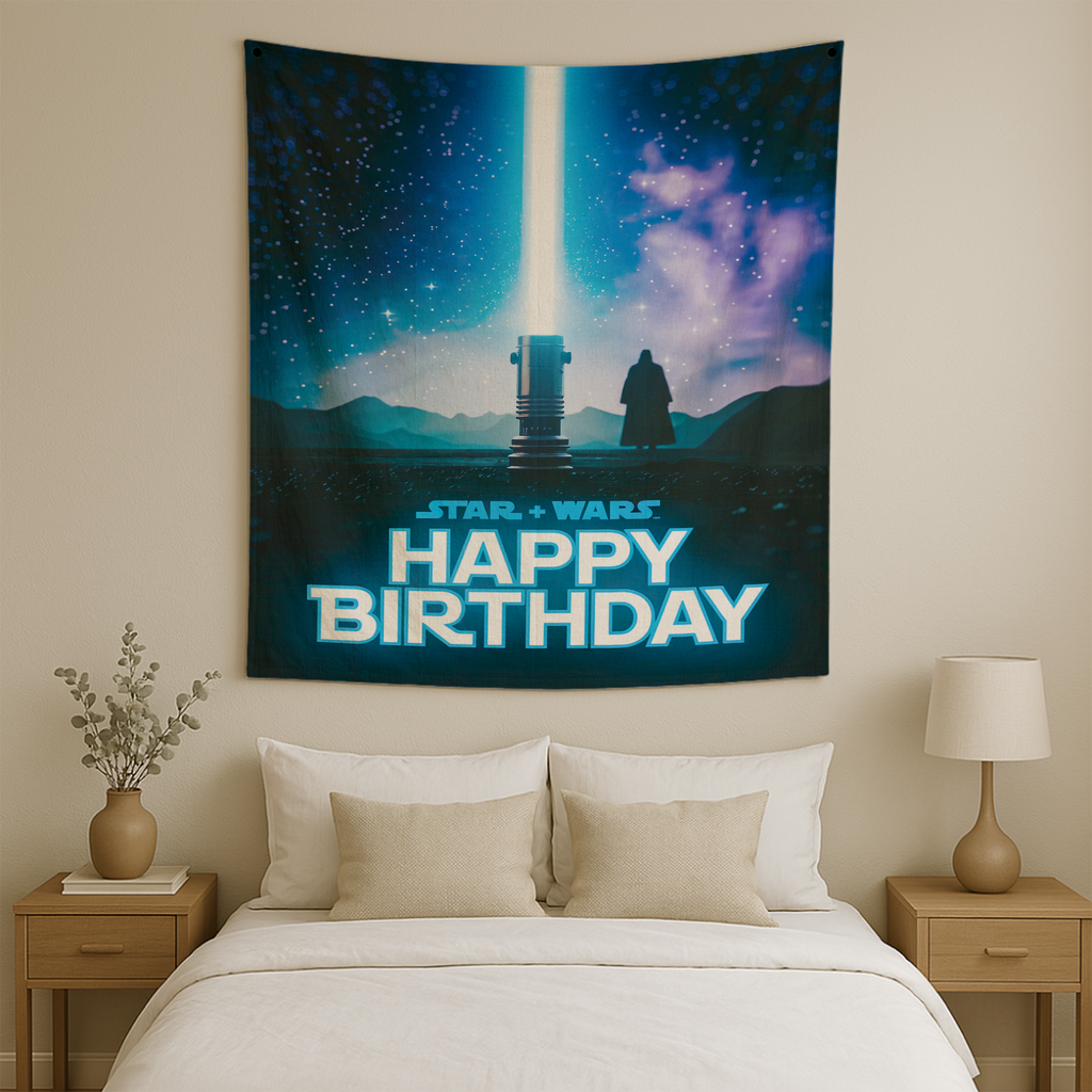 HAPPY BIRTHDAY STAR-WARS INSPIRED WALL TAPESTRY