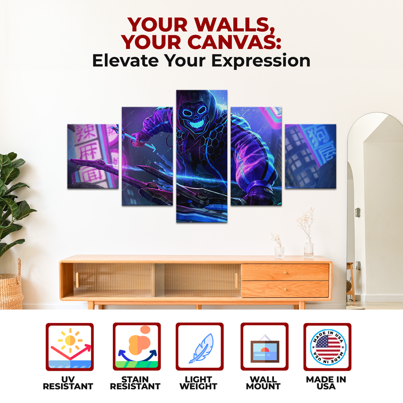 NEON SKULL ARCHER WALL CANVAS