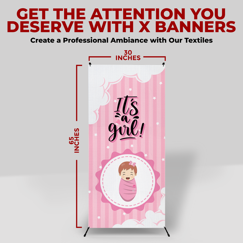 IT'S A GIRL BABY SHOWER X-BANNER