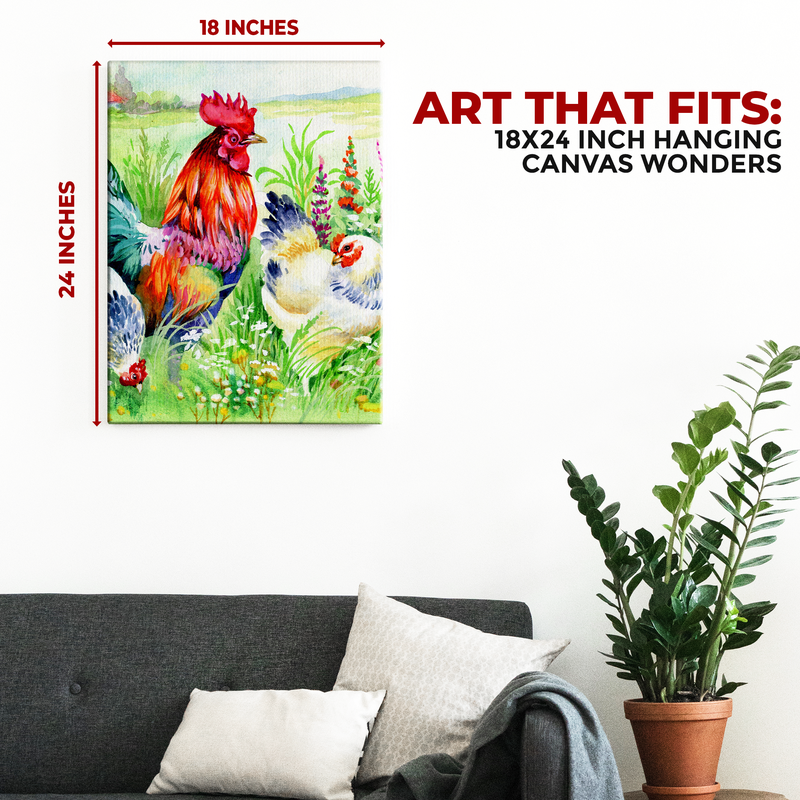 ROOSTER & HENS DECOR CANVAS