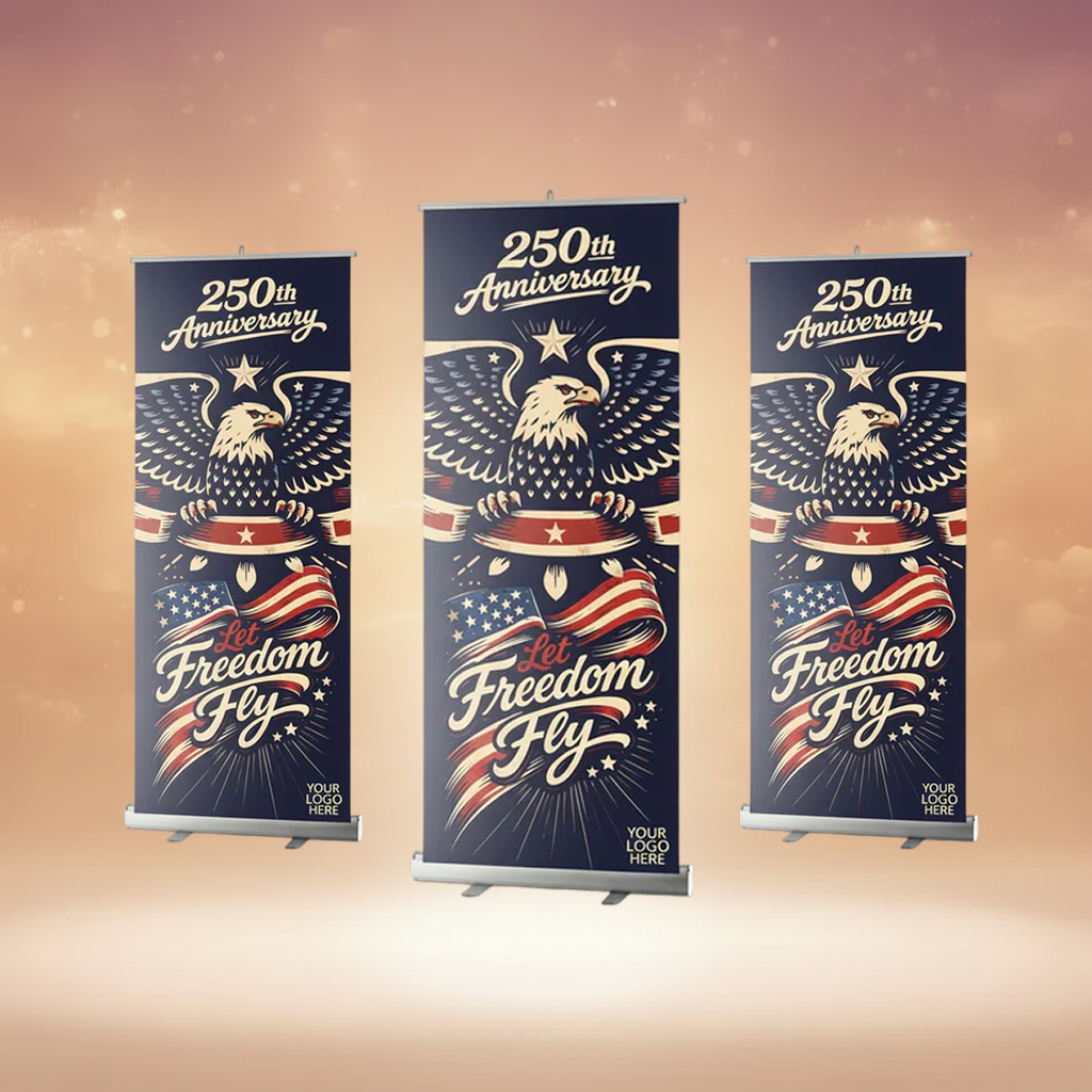 Per Design 250th 4th of July Retractable Banner Design 1