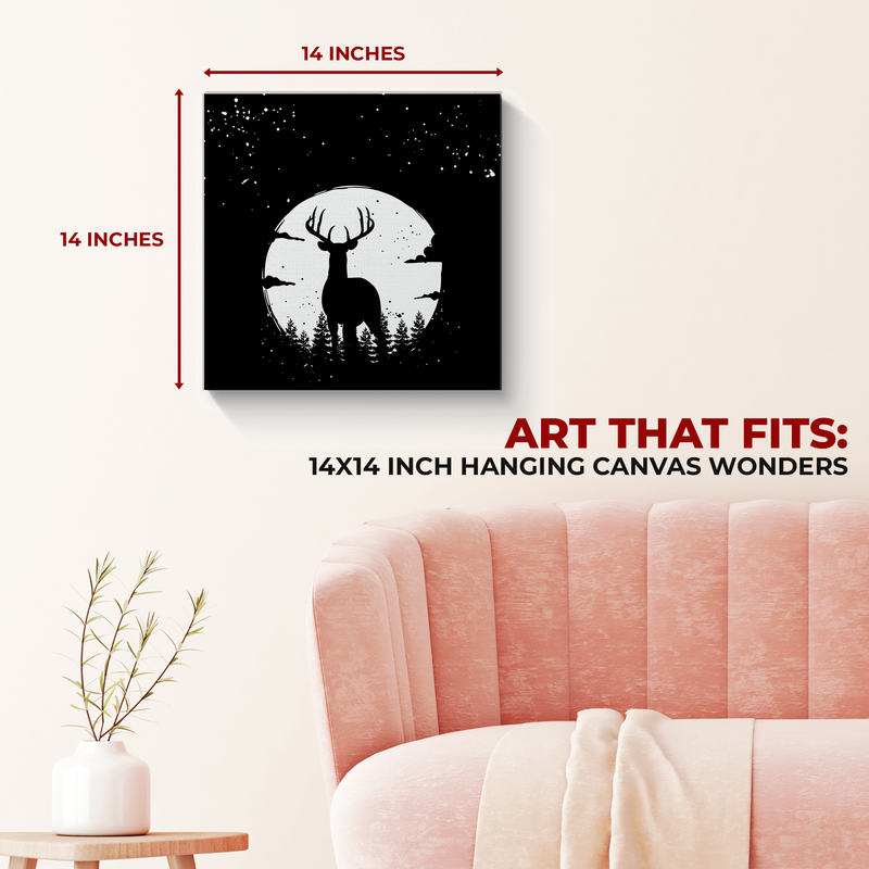 FULL MOON DEER CANVAS DECOR