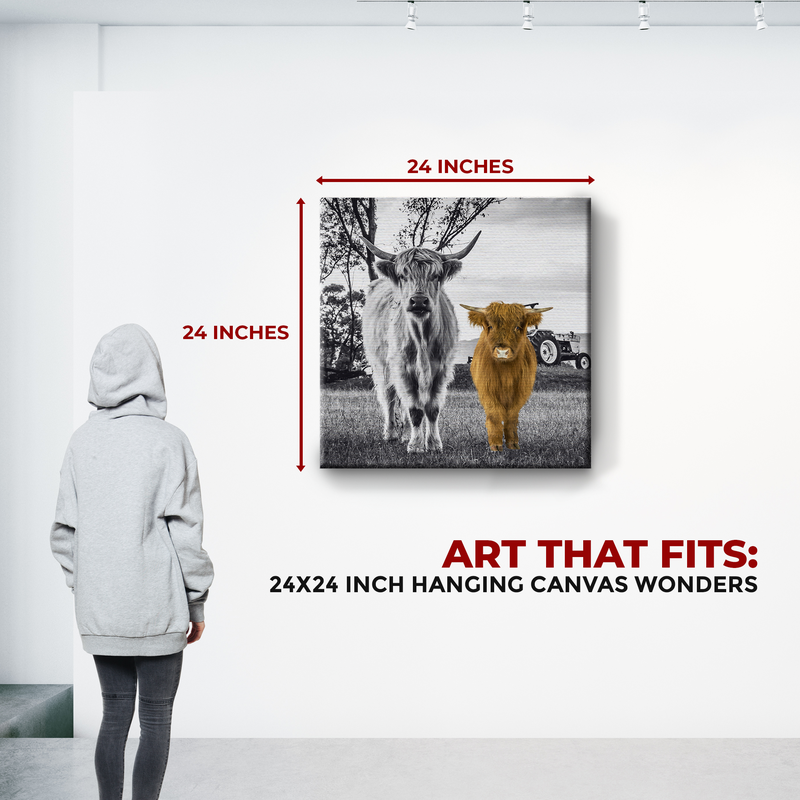 HIGHLAND COW AND CALF DECOR CANVAS