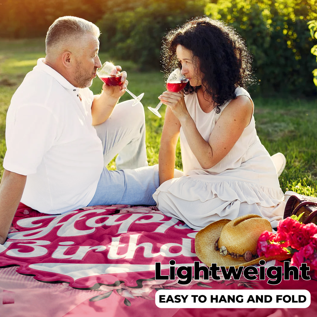 HAPPY BIRTHDAY PINK COLOUR WALL TAPESTRY
