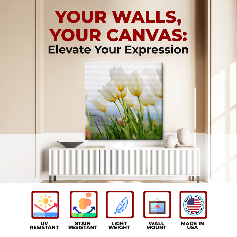 WHITE GRAY FLOWER CANVAS