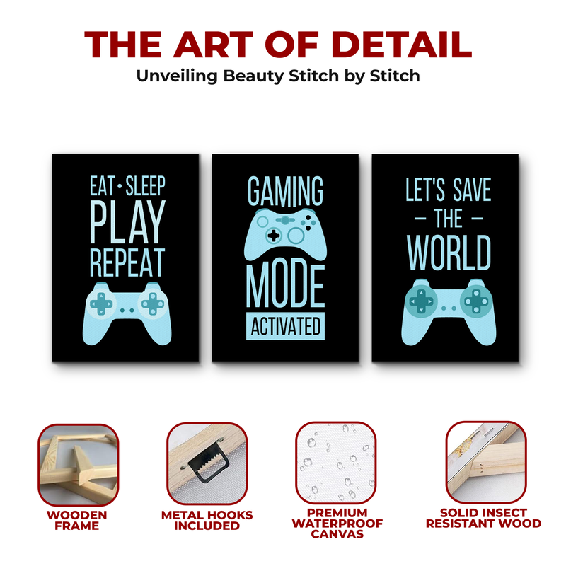 EAT SLEEP PLAY REPEAT CANVAS DECOR