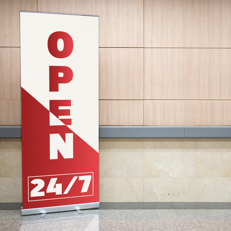 OPEN 24/7 BANNER RETRACTABLE
