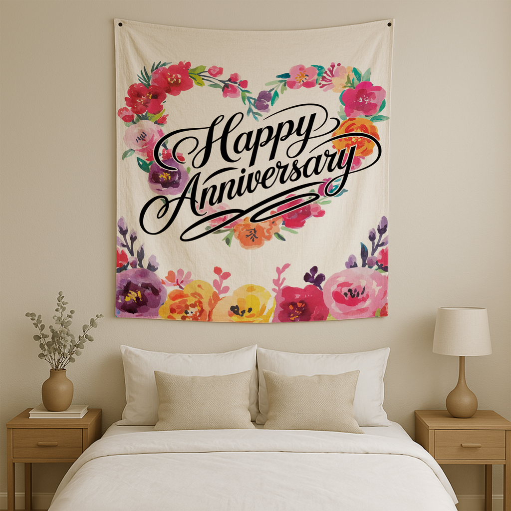 HAPPY ANNIVERSARY WALL TAPESTRY