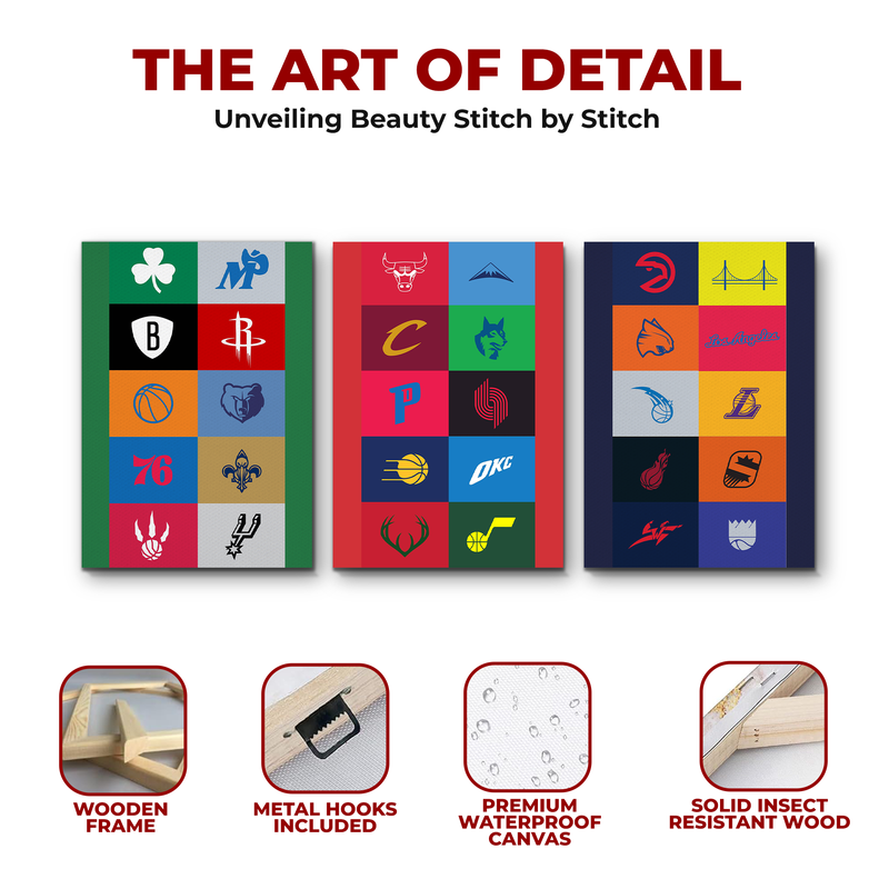BASKETBALL TEAM LOGOS WALL CANVAS
