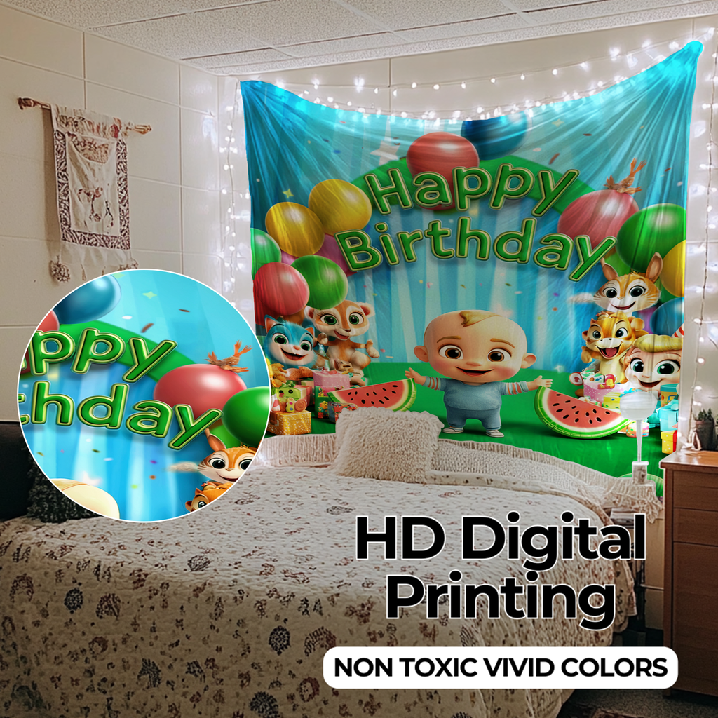 COCOMELON BIRTHDAY WALL TAPESTRY