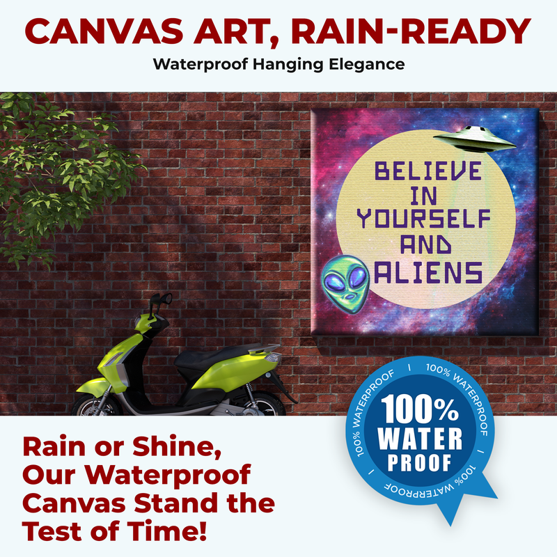 BELIEVE IN YOURSELF & ALIENS WALL CANVAS DECOR