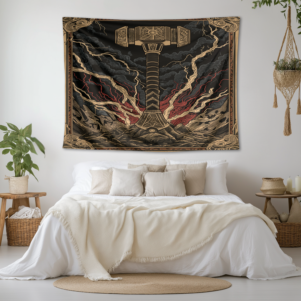 THE POWER OF MJOLNIR WALL TAPESTRY