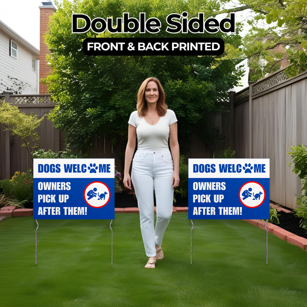 DOGS WELCOME YARD SIGN