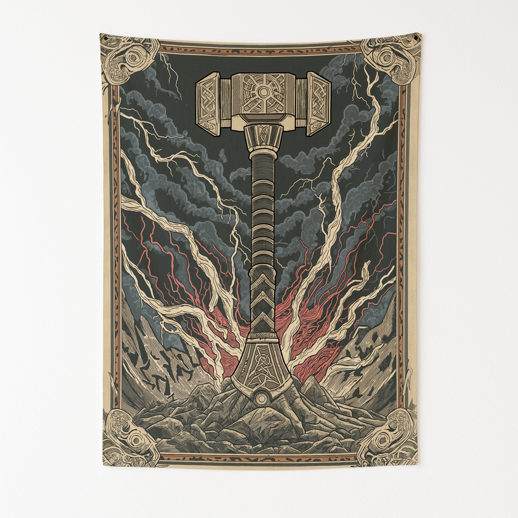 THE POWER OF MJOLNIR WALL TAPESTRY