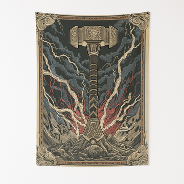 THE POWER OF MJOLNIR WALL TAPESTRY