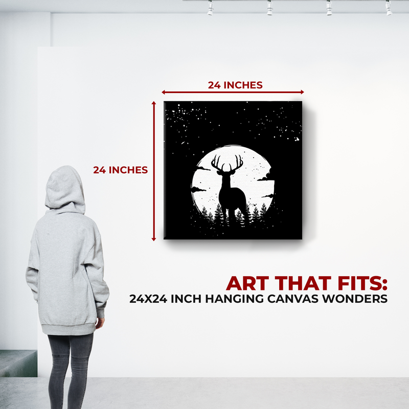 FULL MOON DEER CANVAS DECOR
