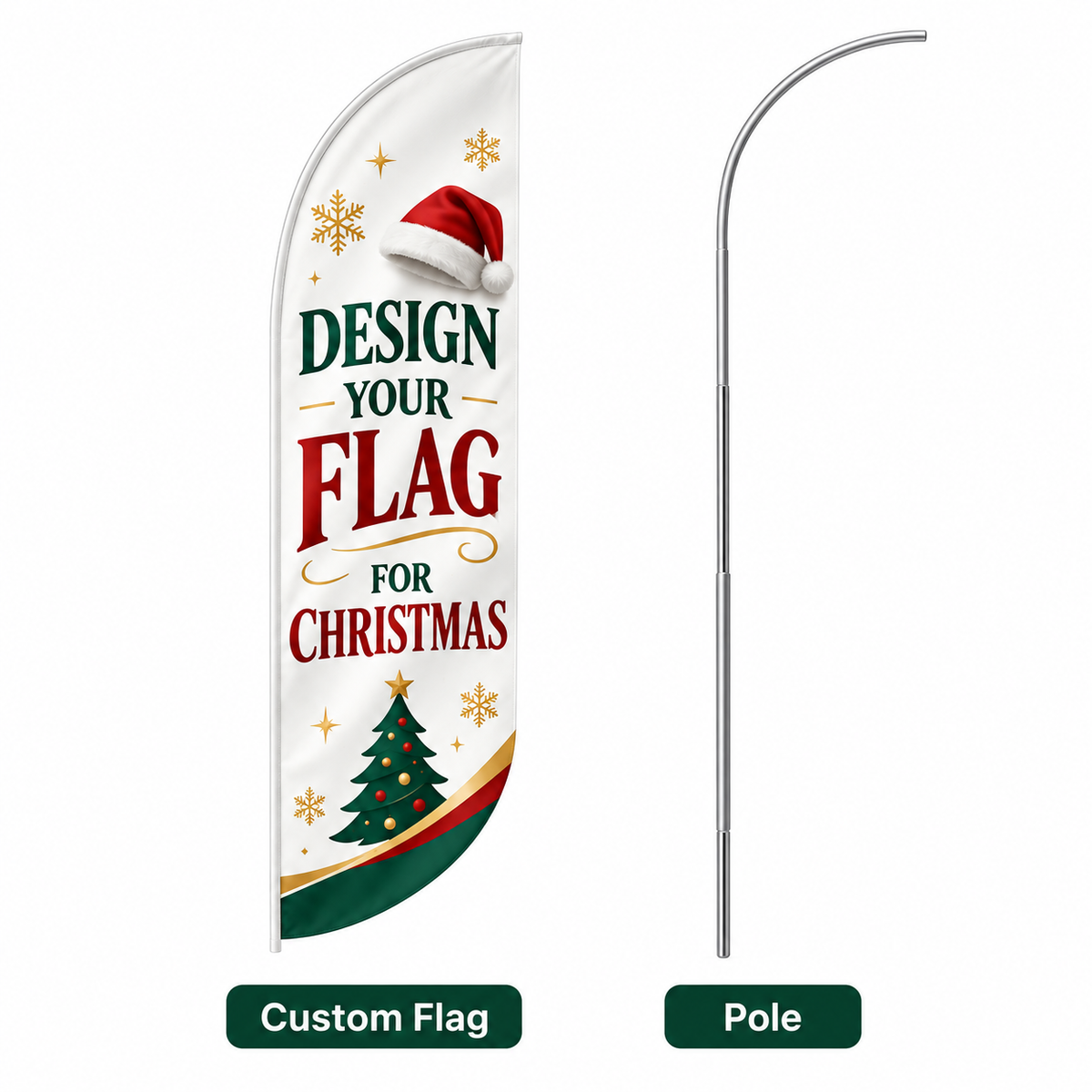 Custom Christmas Feather Flag – Upload Your Own Design, Personalized Holiday Advertising Flag, Business Logo Banner, 8.2 FT