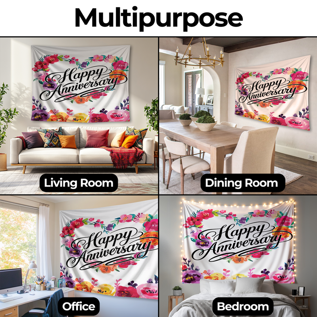 HAPPY ANNIVERSARY WALL TAPESTRY