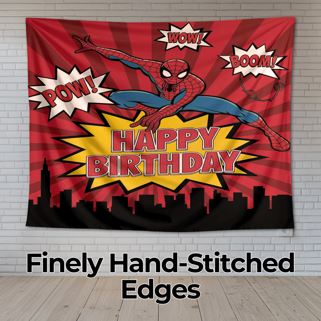 HAPPY BIRTHDAY SPIDER-MAN INSPIRED WALL TAPESTRY