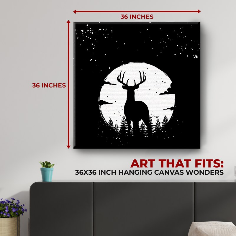 FULL MOON DEER CANVAS DECOR