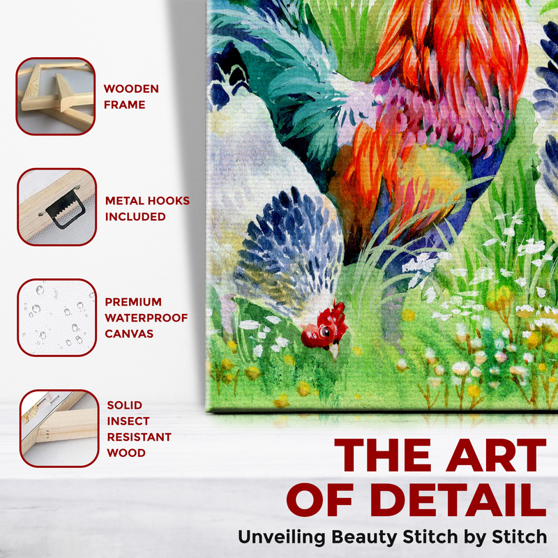 ROOSTER & HENS DECOR CANVAS