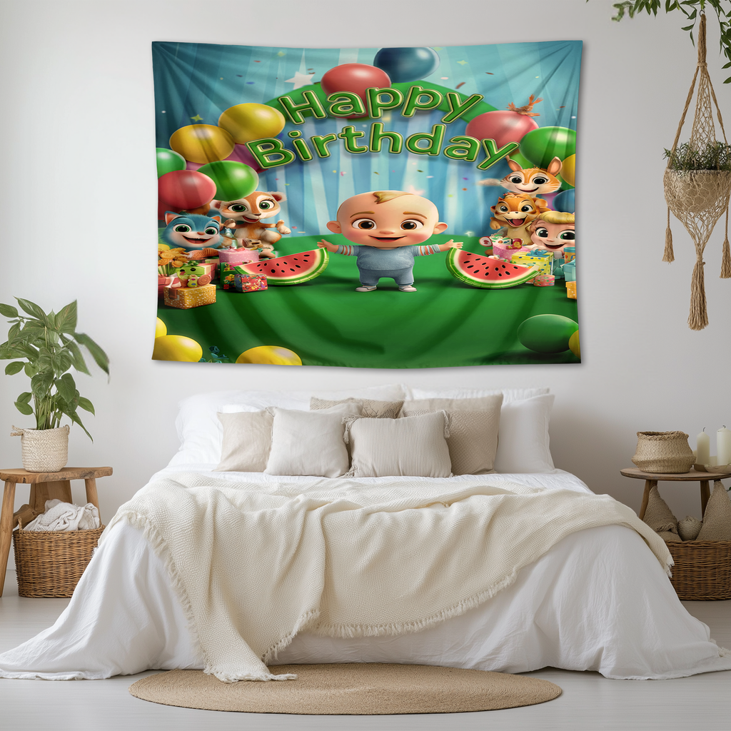 COCOMELON BIRTHDAY WALL TAPESTRY