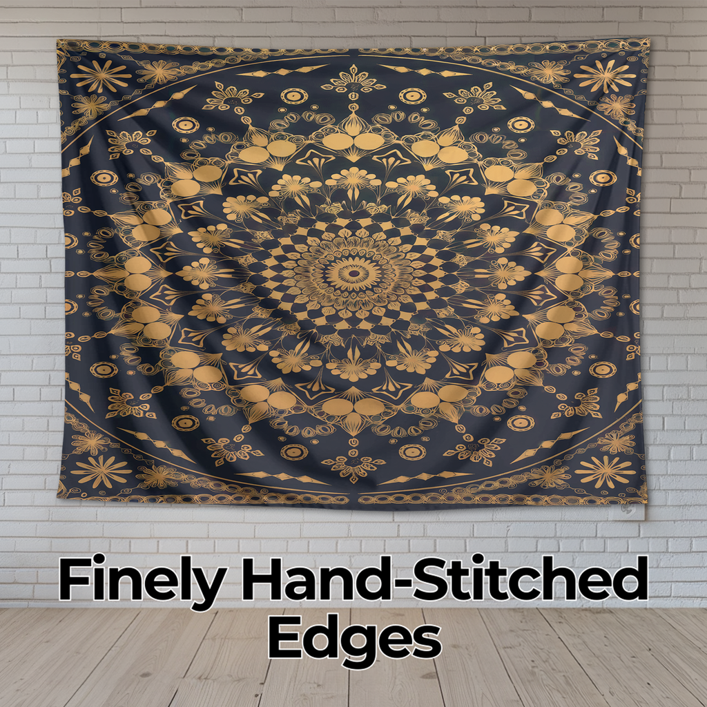 GOLDEN MANDALA GLOW TAPESTRY